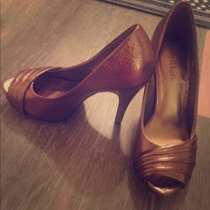 Bronze Peep Toe Heels NWOT!!